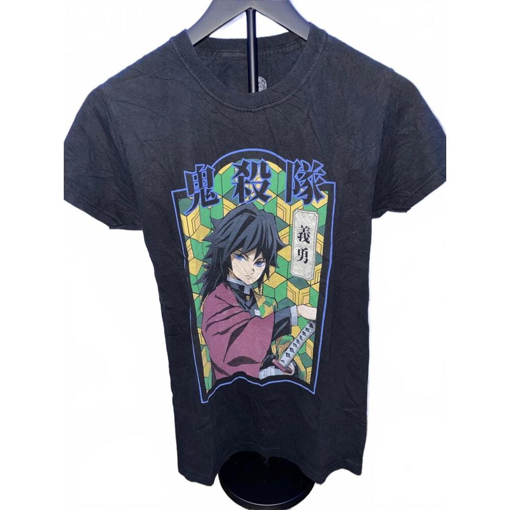 DEMON SLAYER Giyu Tomioka Anime Black Graphic T-Shirt Adult  X  SMALL BLACK‎